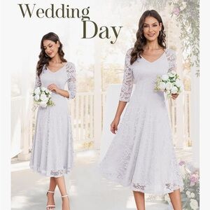 Elegant Lace A-Line Wedding Dress in Light Gray - Brand Unspecified